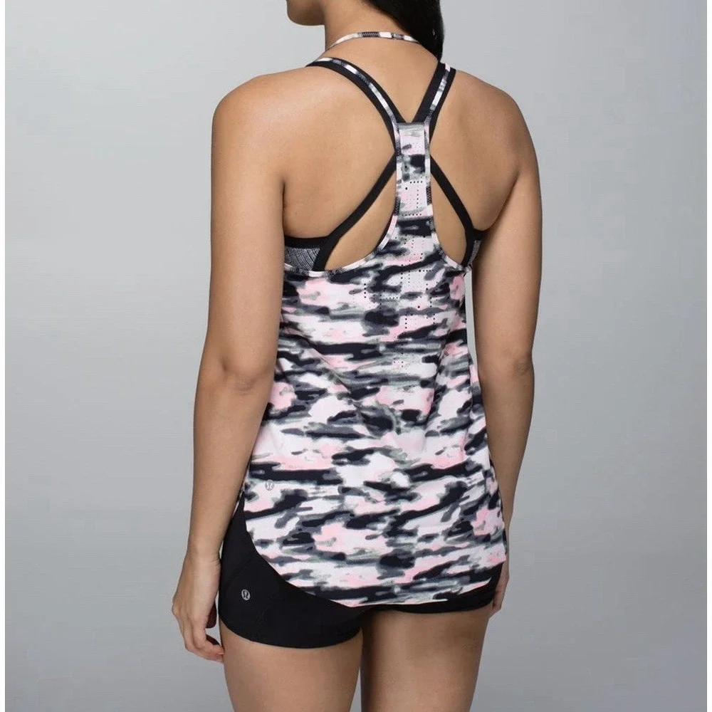 Lululemon Water Bound Singlet Wamo Camo Barely Pink‎ Women's Size 12